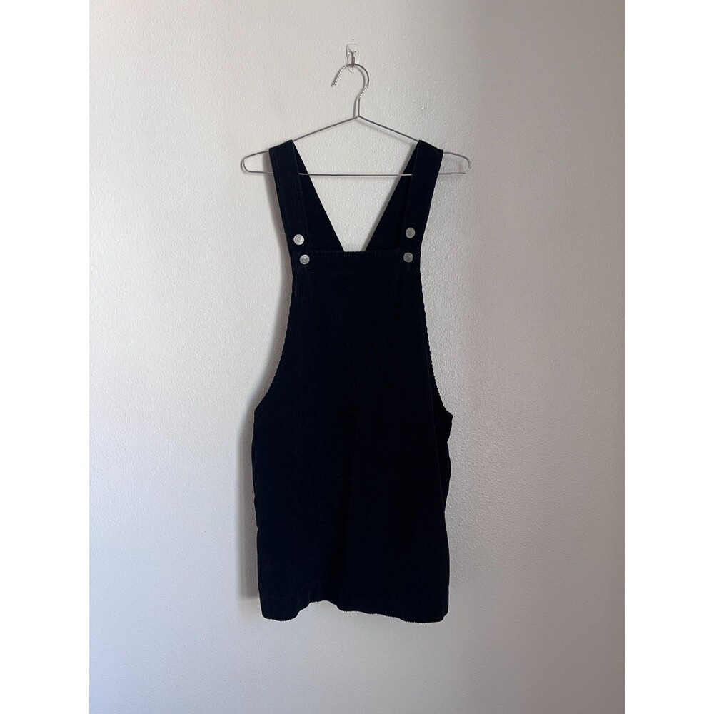 BDG Corduroy Overall Mini Dress in Black Size MEDIUM